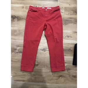 J.Jill Denim Red 14 Tall Authentic Fit Cropped with Raw Hem Jeans